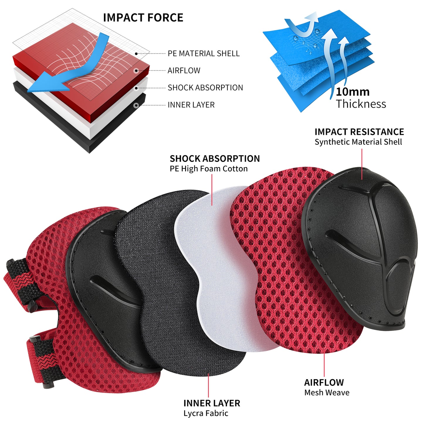Gudook Kid's Elbow Pads-F001(Red)-Kuyou China Outdoor Recreation for Bicycle, Skateboard, Skiing, Roller Skate, Scooter