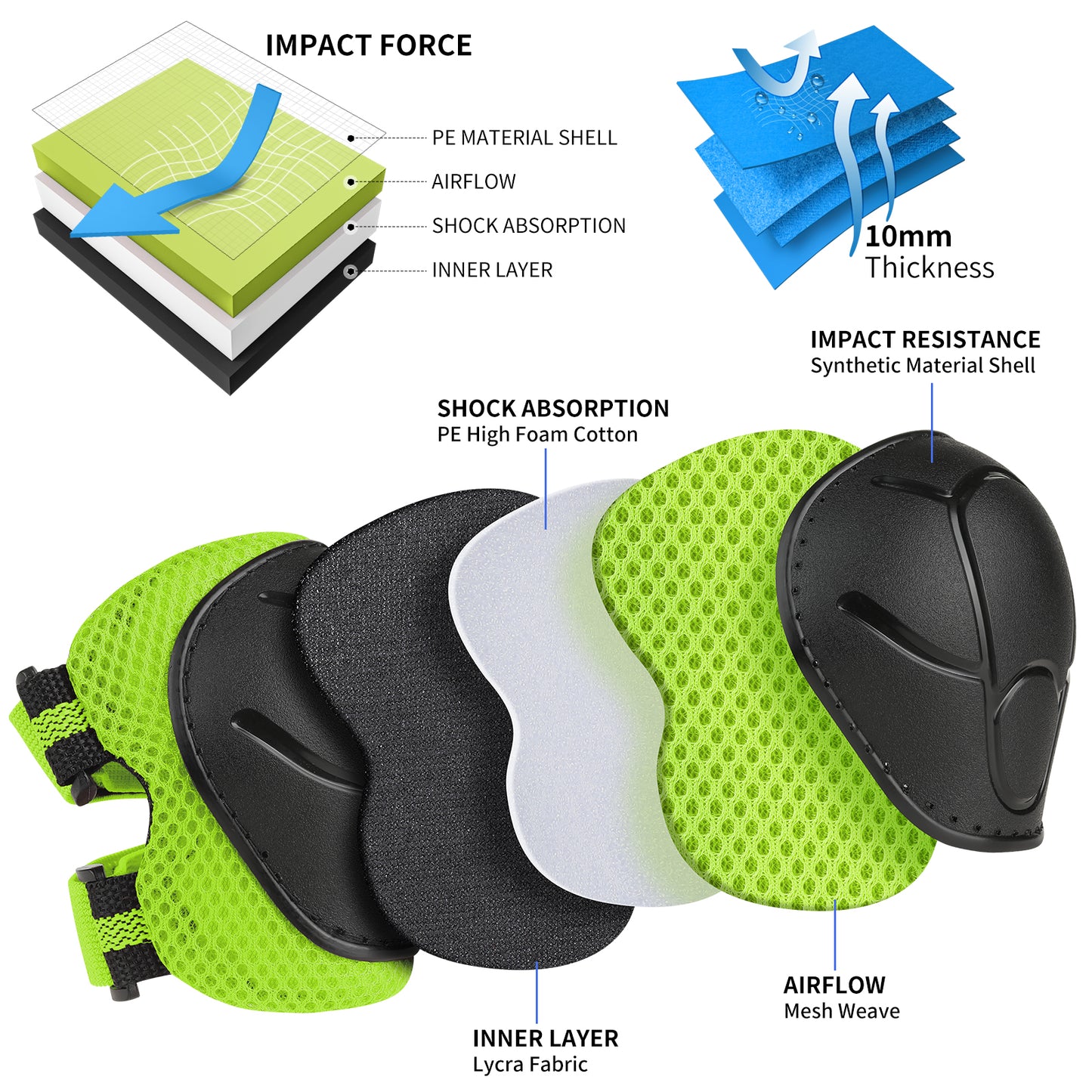 KUYOU CHINA Gudook Kid's Elbow Pads-F001(Green)-Outdoor Recreation