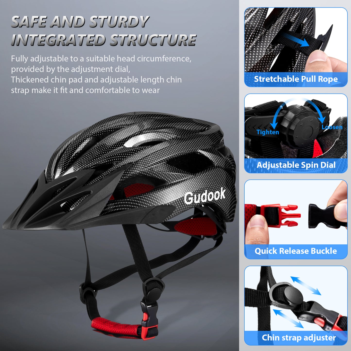 Gudook Bicycle Helmet with Detachable Visor KY-055