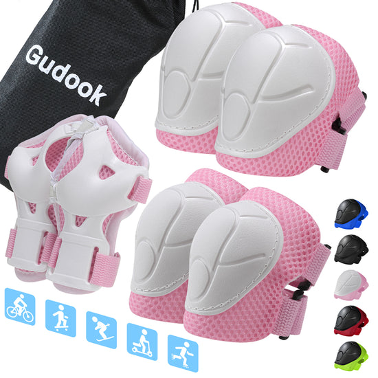 Gudook Protective Knee Pads Elbow Pads, Wrist Guards Pads