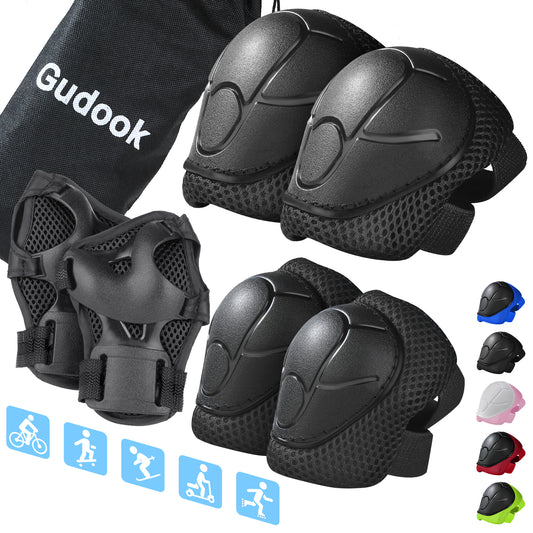Gudook Kid's Knee Pads-F001(Black)-Outdoor Recreation